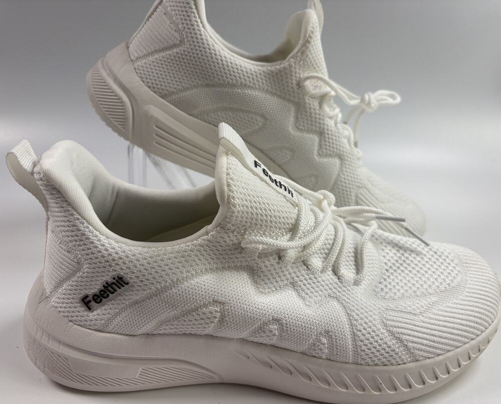 Feethit Women’s Slip-On Running Shoes White Non-Slip Breathable Sneakers US 10